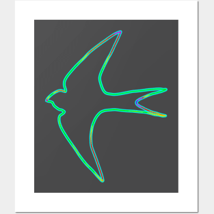 Neon bird, swift design Posters and Art